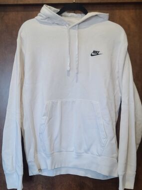 Nike White Pullover Hoodie with Small Black Logo